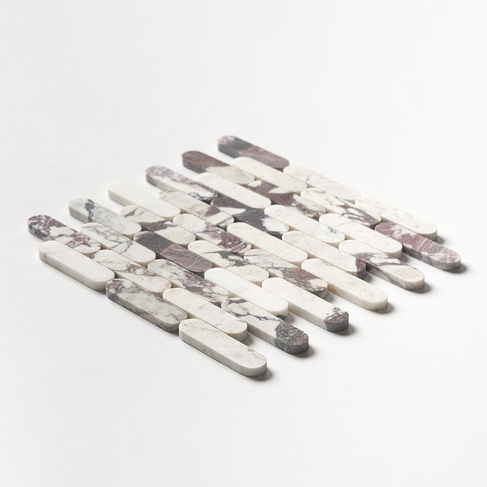 Calacatta Viola Honed Pill Marble Mosaic — 12 × 12 × 3/8 in