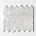 Calacatta Gold Honed Herringbone 5/8x3 Marble Mosaic — 10 7/16 × 12 13/16 × 3/8 in