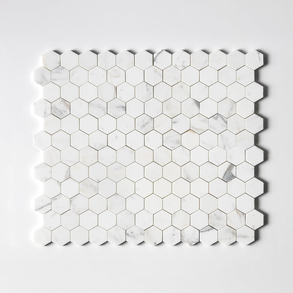 Calacatta Gold Honed Hexagon 2 Marble Mosaic — 10 3/8 × 12 × 3/8 in
