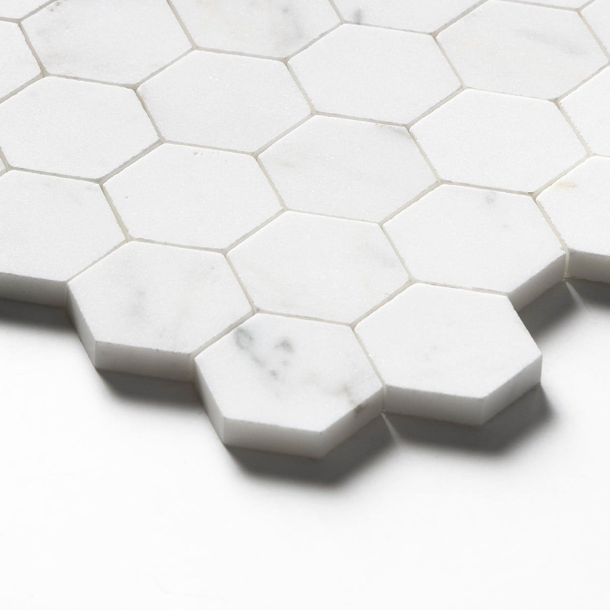Calacatta Gold Honed Hexagon 2 Marble Mosaic — 10 3/8 × 12 × 3/8 in