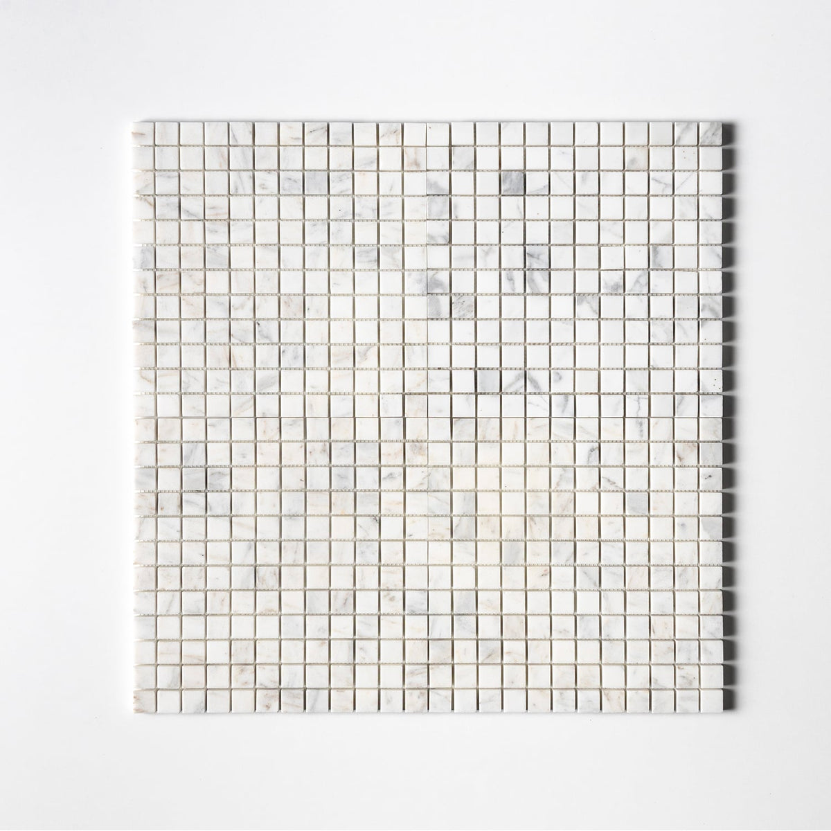 Calacatta Gold Honed 1x1 Marble Mosaic — 12 × 12 × 3/8 in