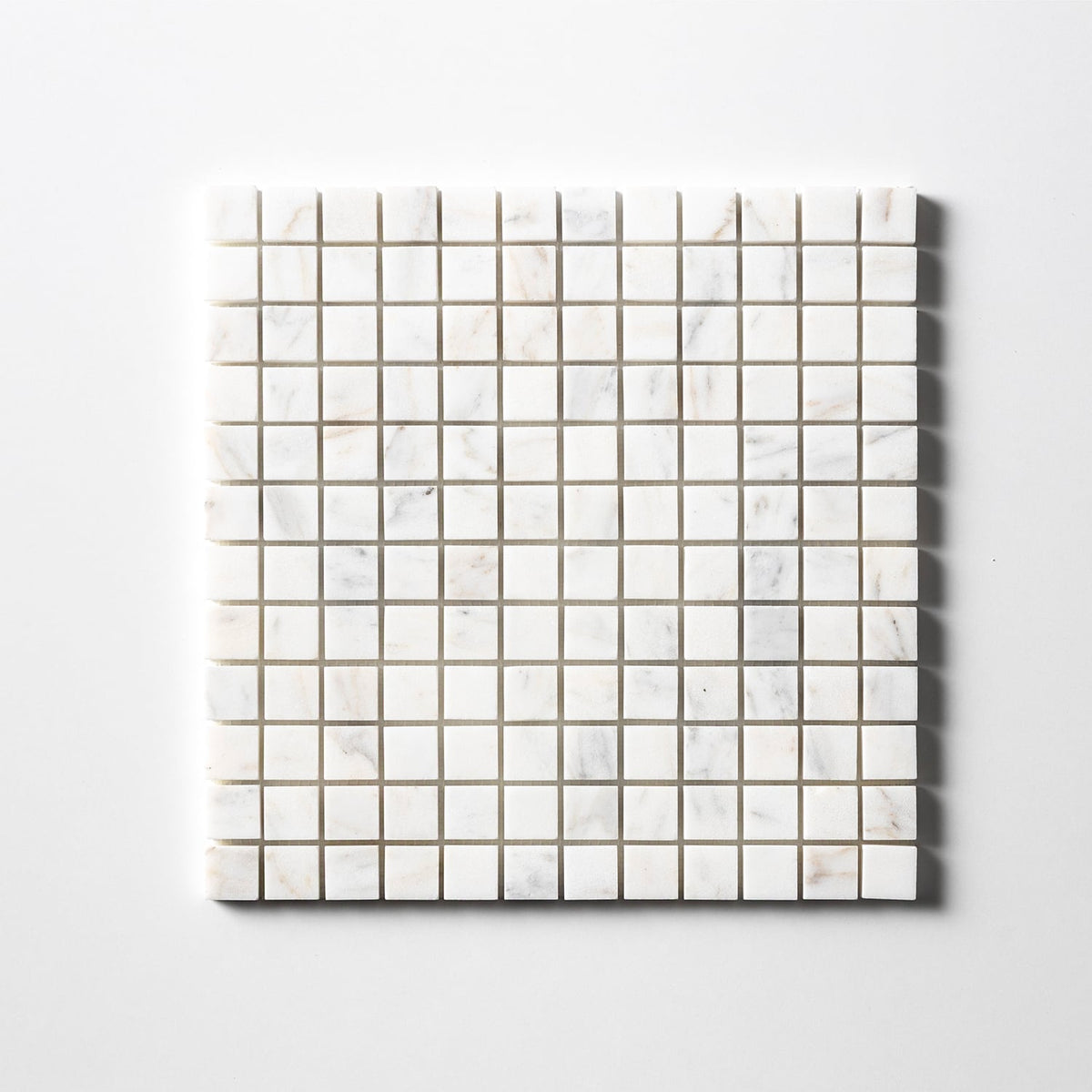 Calacatta Gold Honed 1x1 Marble Mosaic — 12 × 12 × 3/8 in