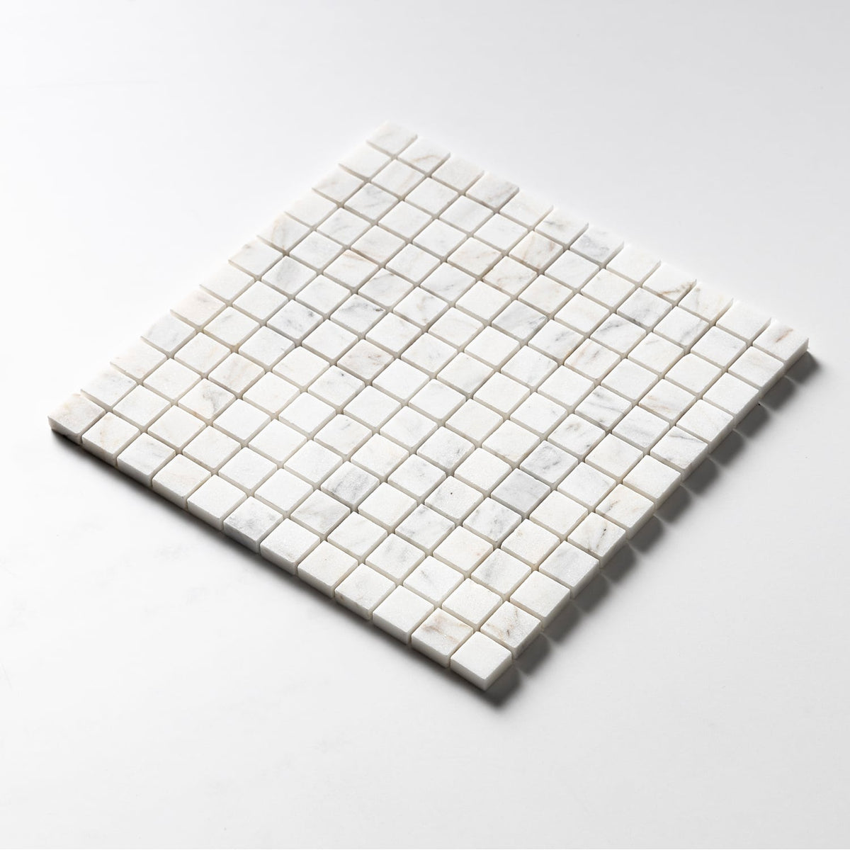 Calacatta Gold Honed 1x1 Marble Mosaic — 12 × 12 × 3/8 in