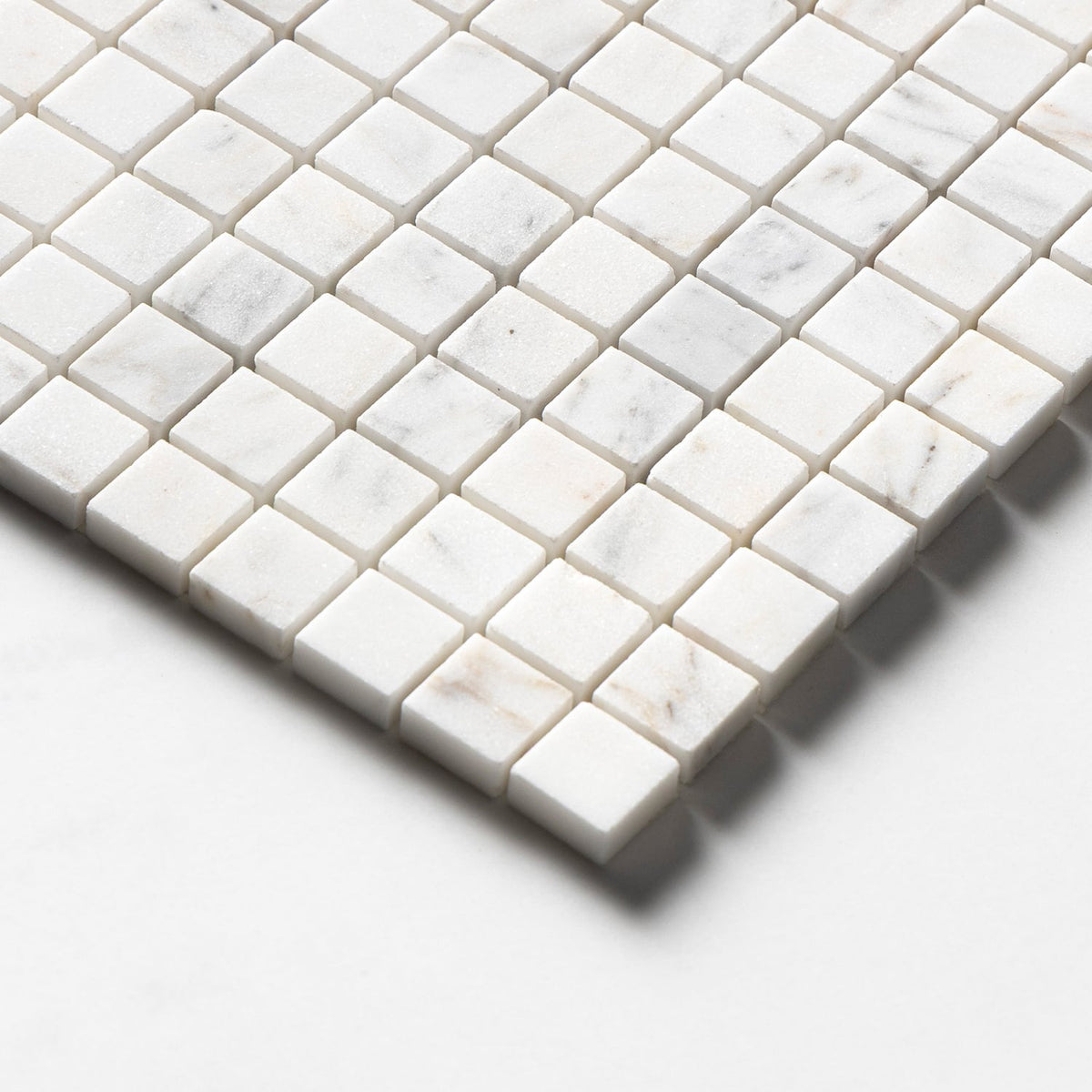 Calacatta Gold Honed 1x1 Marble Mosaic — 12 × 12 × 3/8 in