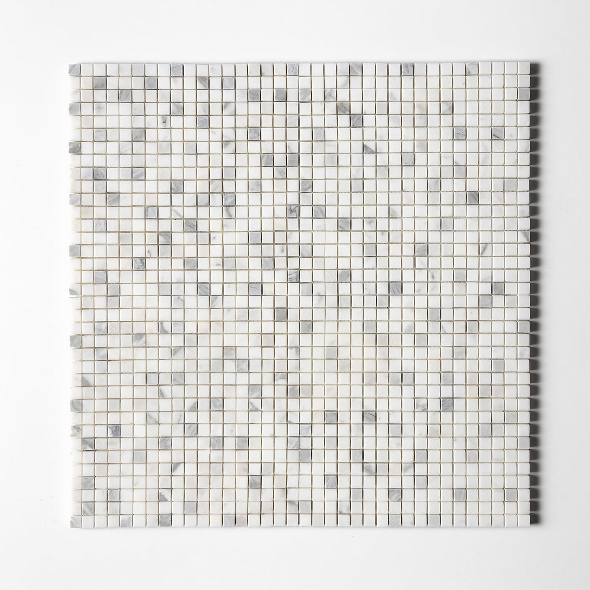 Calacatta Gold Honed 5/8x5/8 Marble Mosaic — 12 × 12 × 3/8 in