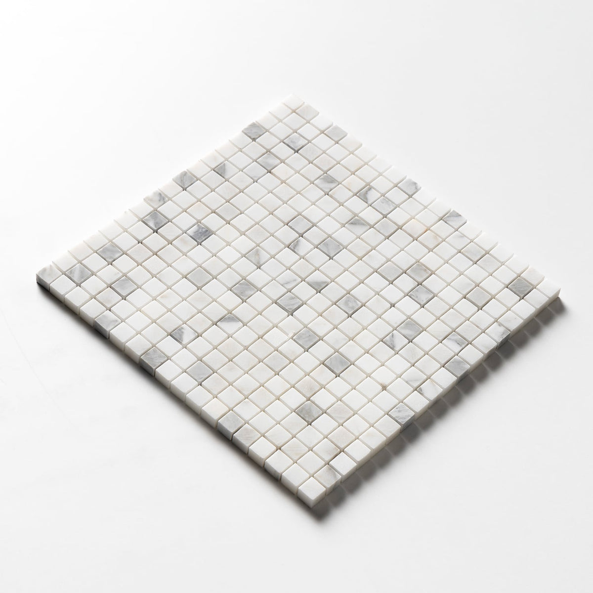 Calacatta Gold Honed 5/8x5/8 Marble Mosaic — 12 × 12 × 3/8 in