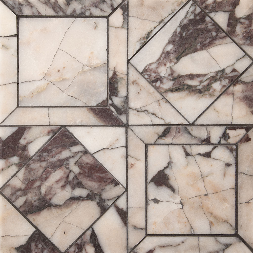 Calacatta Viola Honed Palazzo Li Antica Marble Mosaic — 12 × 12 × 3/8 in