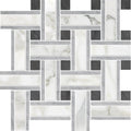 Calacatta Gold Polished Lattice Marble Mosaic — 12 × 12 × 3/8 in