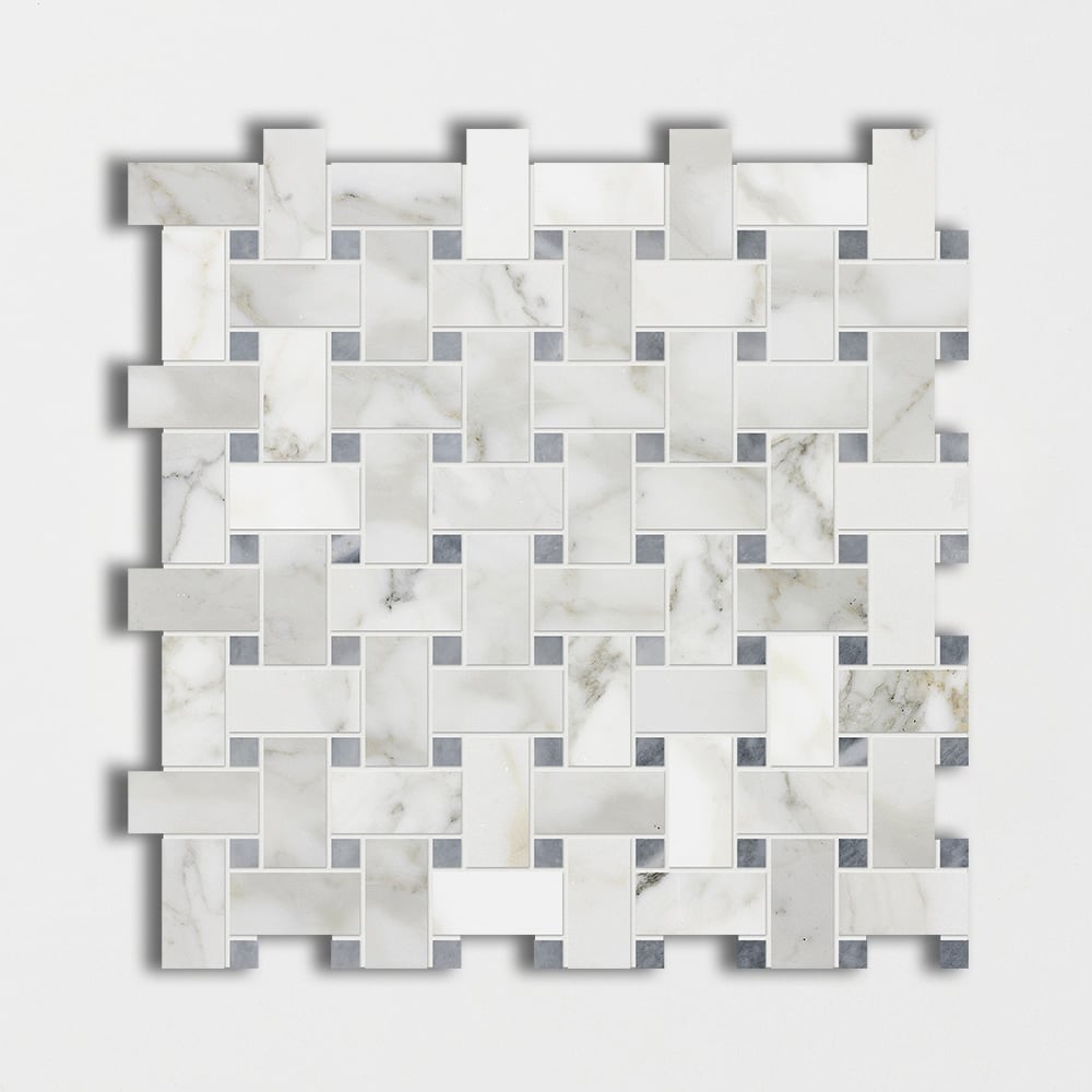 Calacatta Gold Polished Bardiglo Marble Mosaic — 12 × 12 × 3/8 in