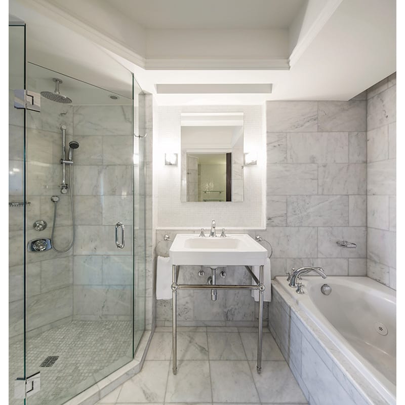 Calacatta Gold Polished 1x1 Marble Mosaic — 12 × 12 × 3/8 in