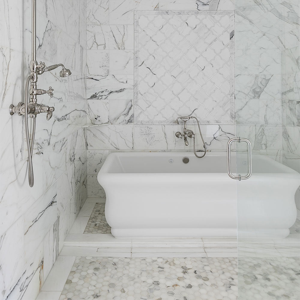 Calacatta Gold Extra Polished Marble Tile — 12 × 24 × 3/8 in