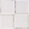 Thassos White, Calacatta Gold Honed Lucca Marble Mosaic — 12 1/16 × 12 1/16 × 3/8 in