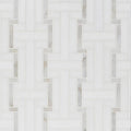 Thassos White, Calacatta Gold Honed Luni Marble Mosaic — 10 7/16 × 12 3/16 × 3/8 in