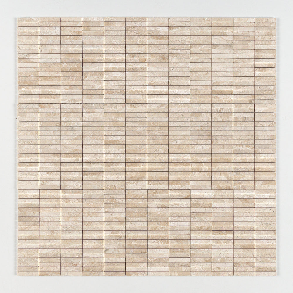 Diana Royal Honed 5/8x3 Marble Mosaic — 12 × 12 × 3/8 in