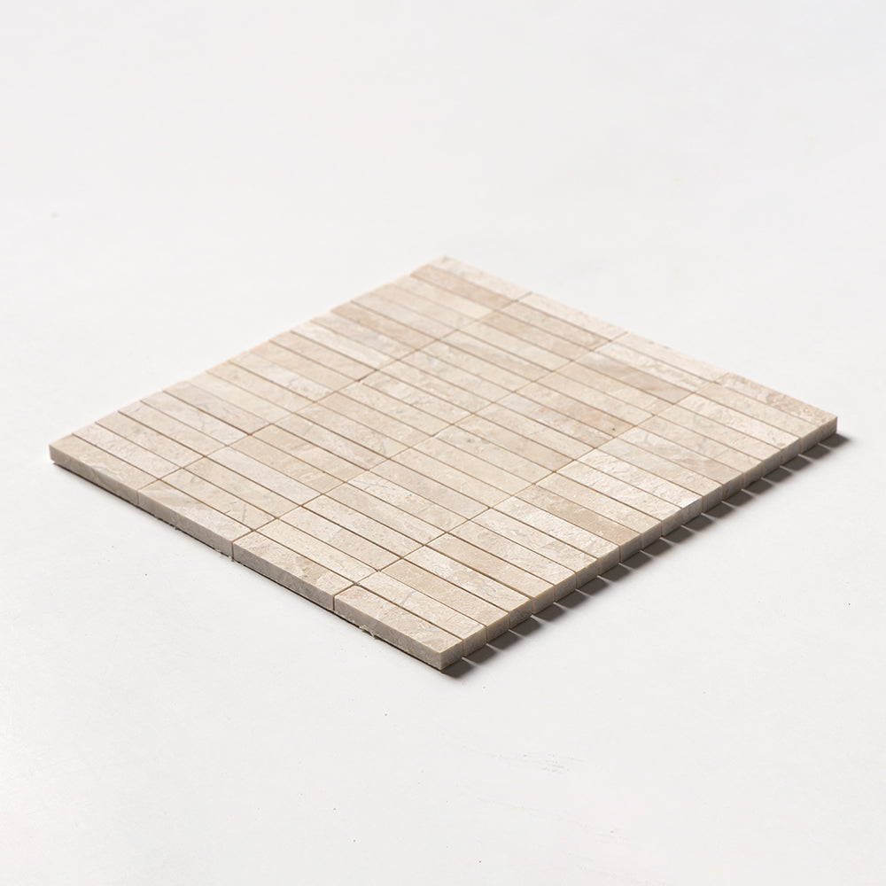Diana Royal Honed 5/8x3 Marble Mosaic — 12 × 12 × 3/8 in