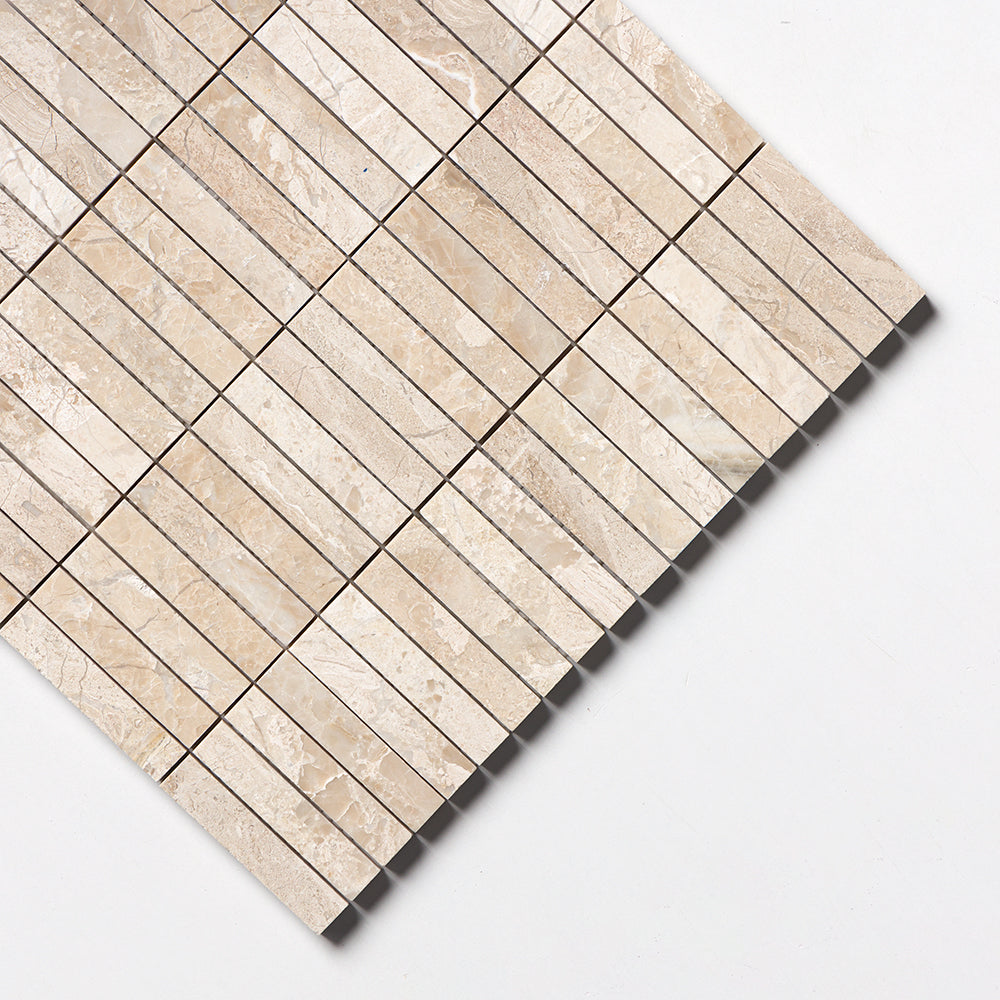 Diana Royal Honed 5/8x3 Marble Mosaic — 12 × 12 × 3/8 in