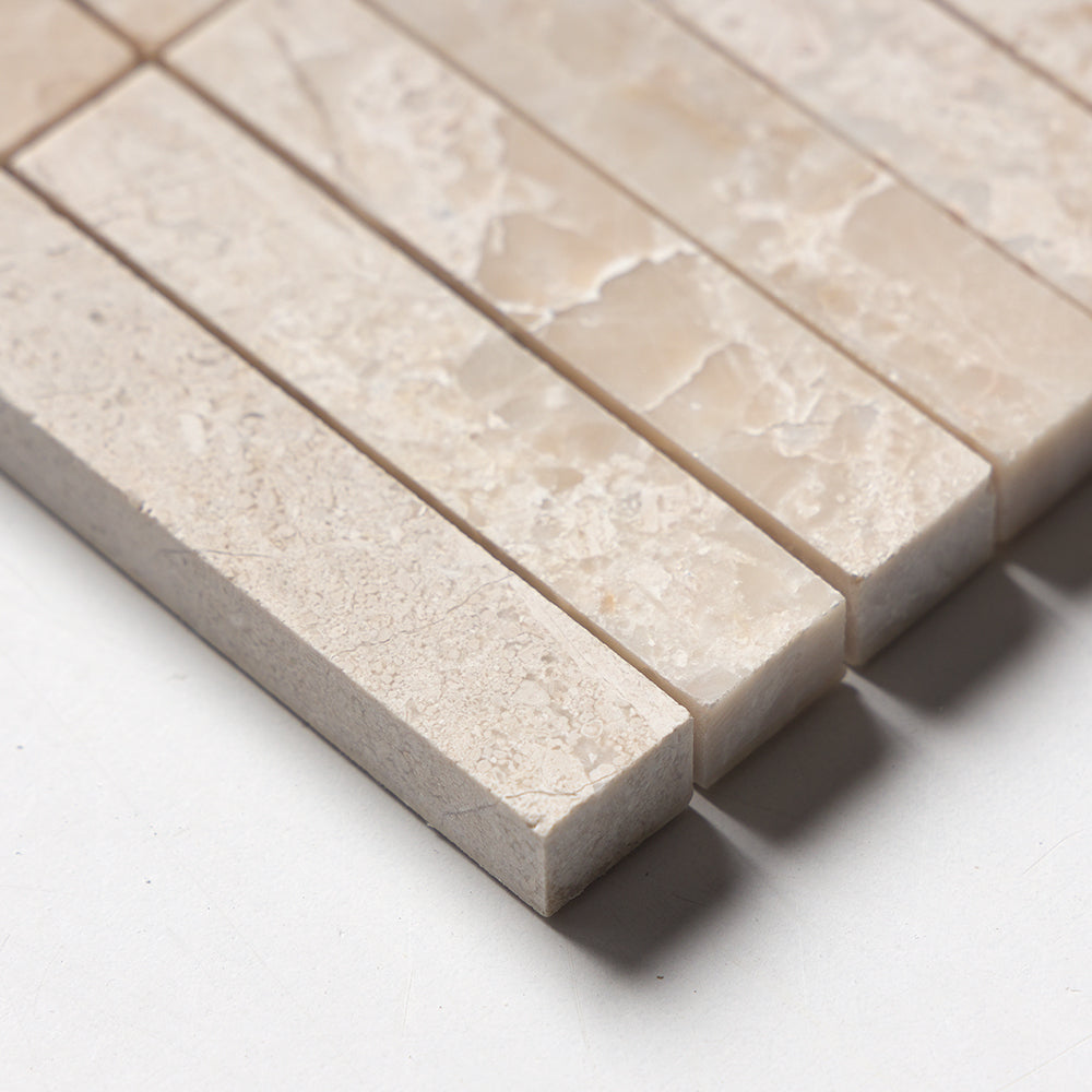 Diana Royal Honed 5/8x3 Marble Mosaic — 12 × 12 × 3/8 in