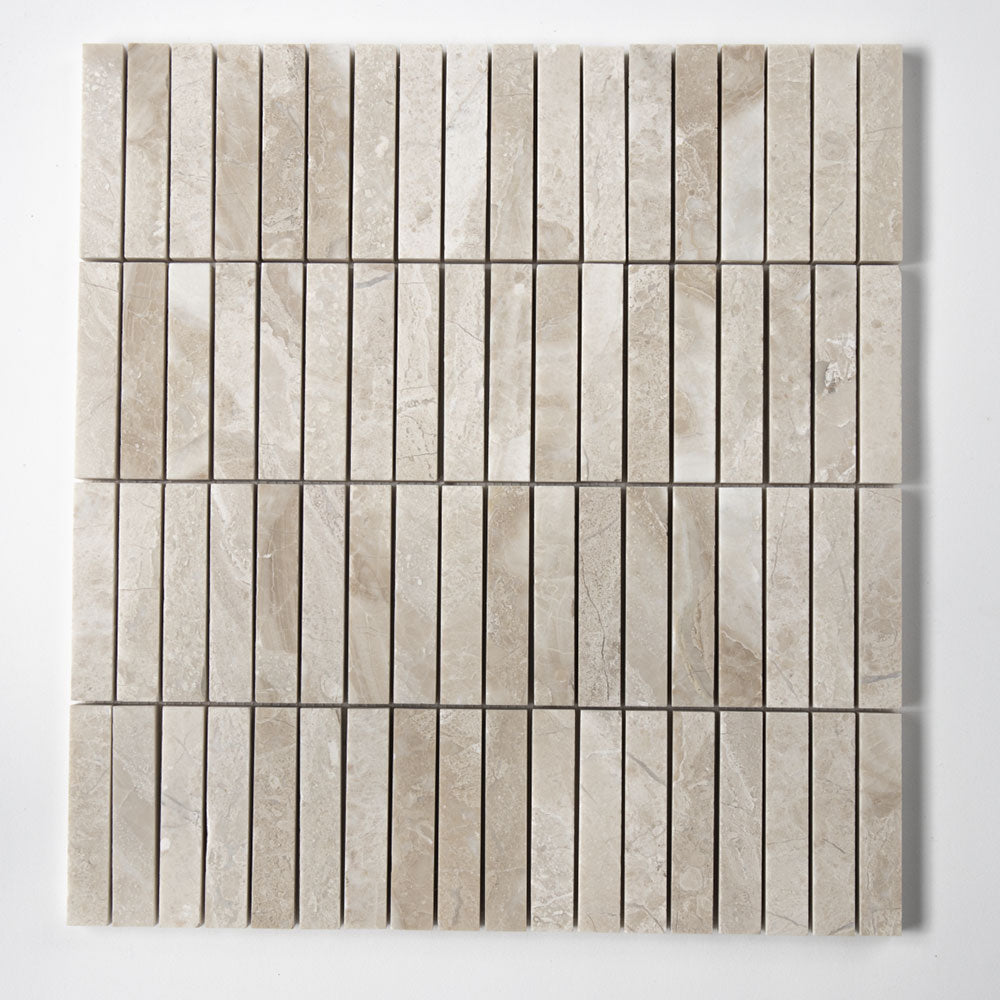 Diana Royal Honed 5/8x3 Marble Mosaic — 12 × 12 × 3/8 in