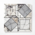 Allure, White Carrara, Calacatta Gold Royal, Calacatta Viola Honed Palazzo Li Antica Marble Mosaic — 12 × 12 × 3/8 in