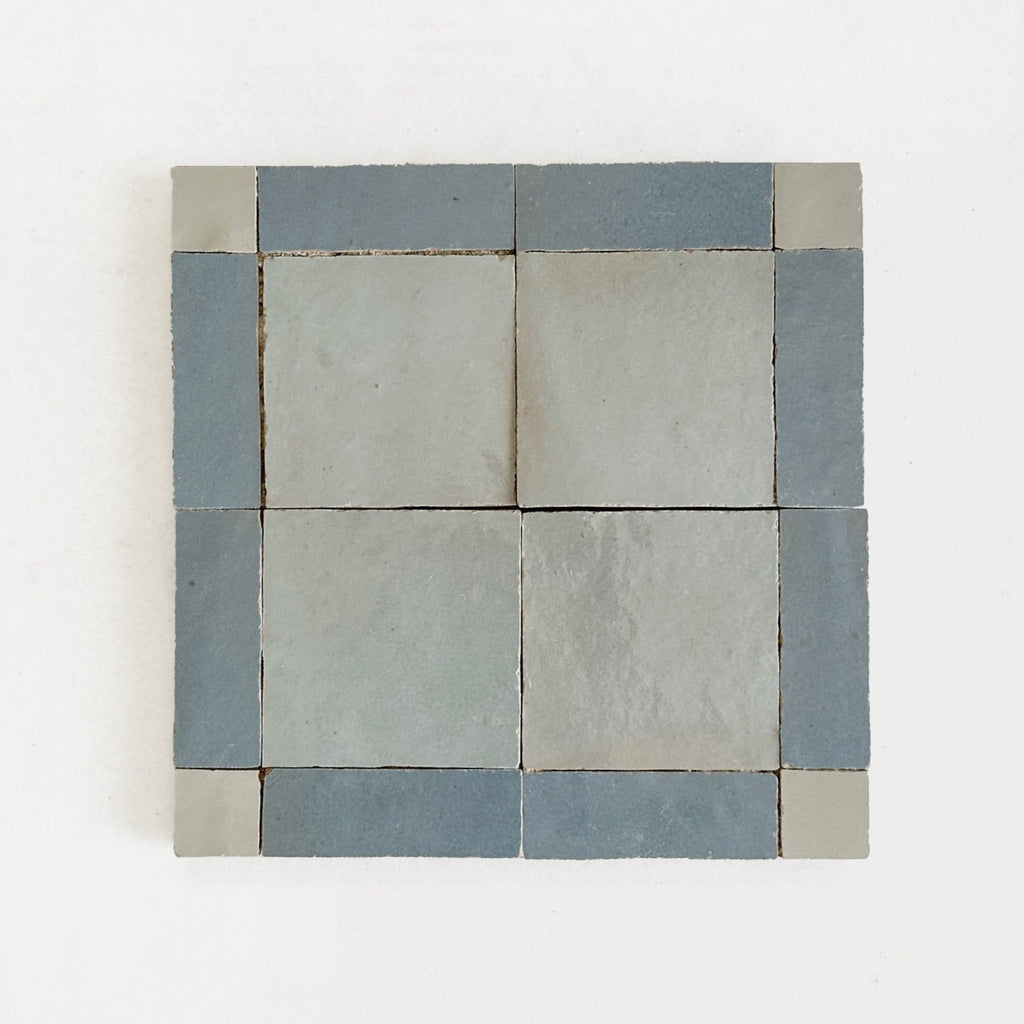Moroccan Zellige Palacio Mosaic Clear Sky + Duck Egg Blue + Chameleon by Tiles of Ezra