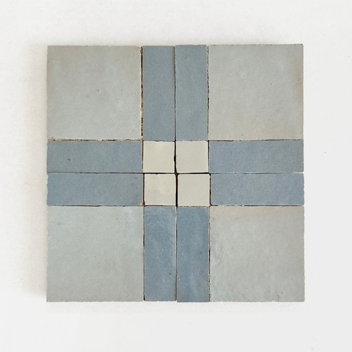 Moroccan Zellige Palacio Mosaic Clear Sky + Duck Egg Blue + Chameleon by Tiles of Ezra