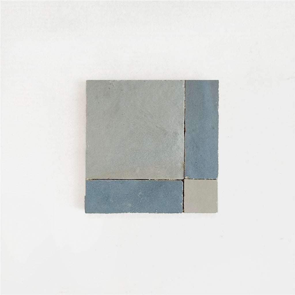 Moroccan Zellige Palacio Mosaic Clear Sky + Duck Egg Blue + Chameleon by Tiles of Ezra