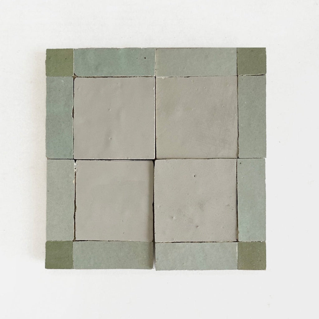 Moroccan Zellige Palacio Mosaic Moss + Avocado + Chameleon by Tiles of Ezra