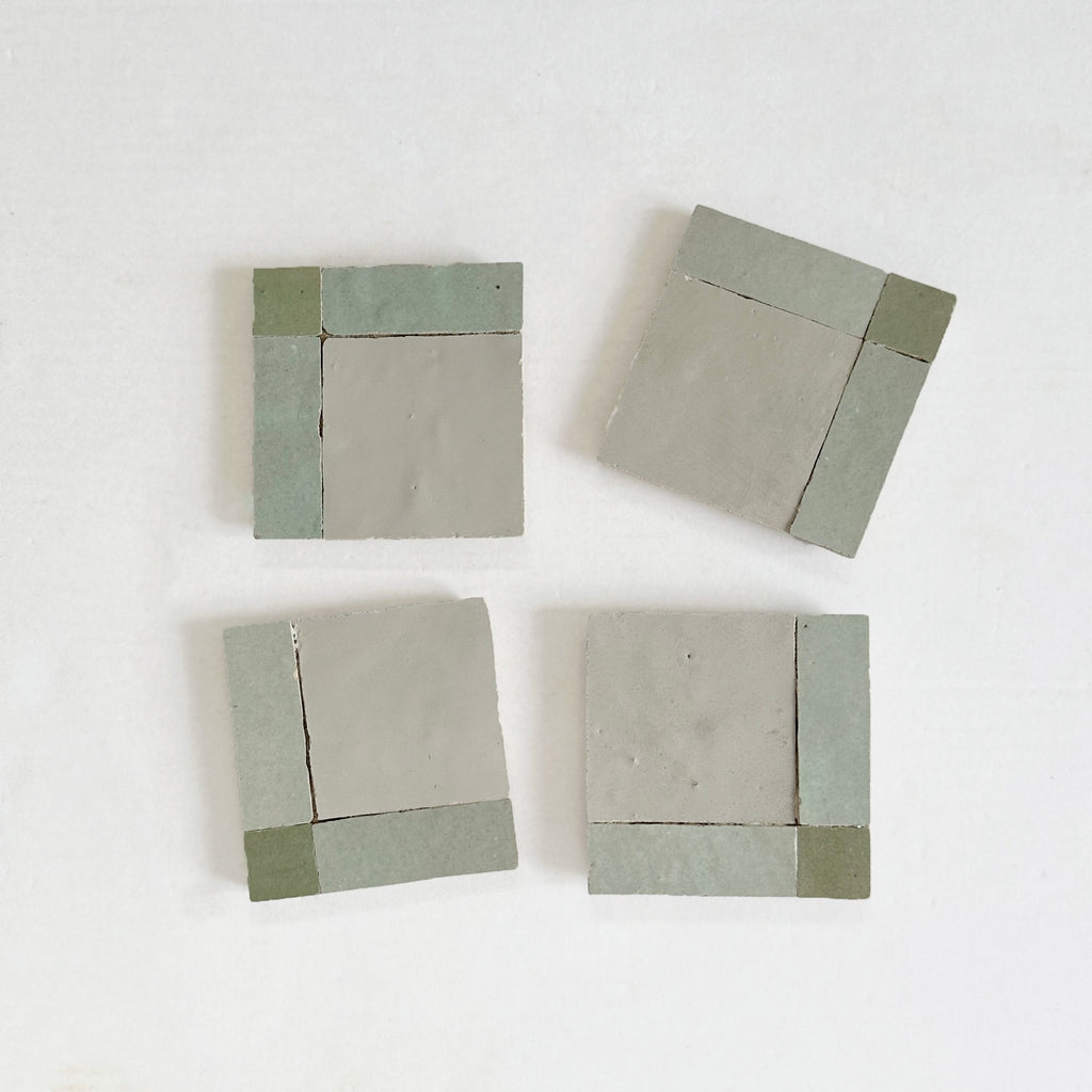 Moroccan Zellige Palacio Mosaic Moss + Avocado + Chameleon by Tiles of Ezra