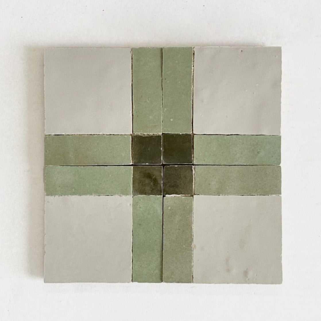 Moroccan Zellige Palacio Mosaic Avocado + Dark Green + Chameleon by Tiles of Ezra