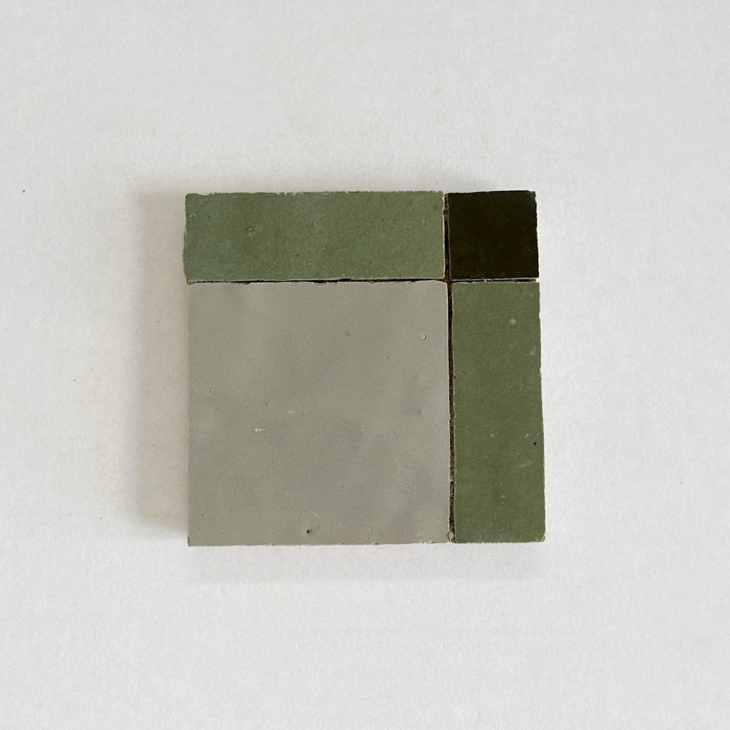 Moroccan Zellige Palacio Mosaic Avocado + Dark Green + Chameleon by Tiles of Ezra
