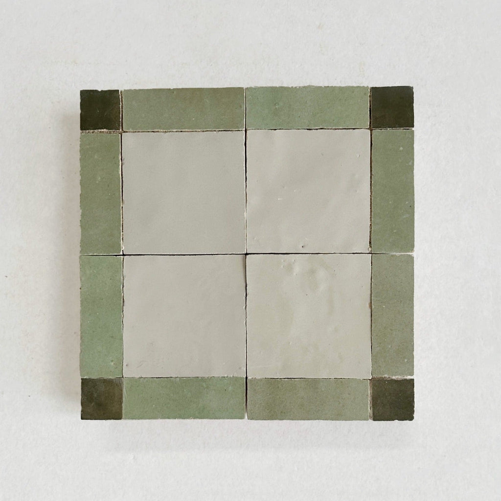 Moroccan Zellige Palacio Mosaic Avocado + Dark Green + Chameleon by Tiles of Ezra