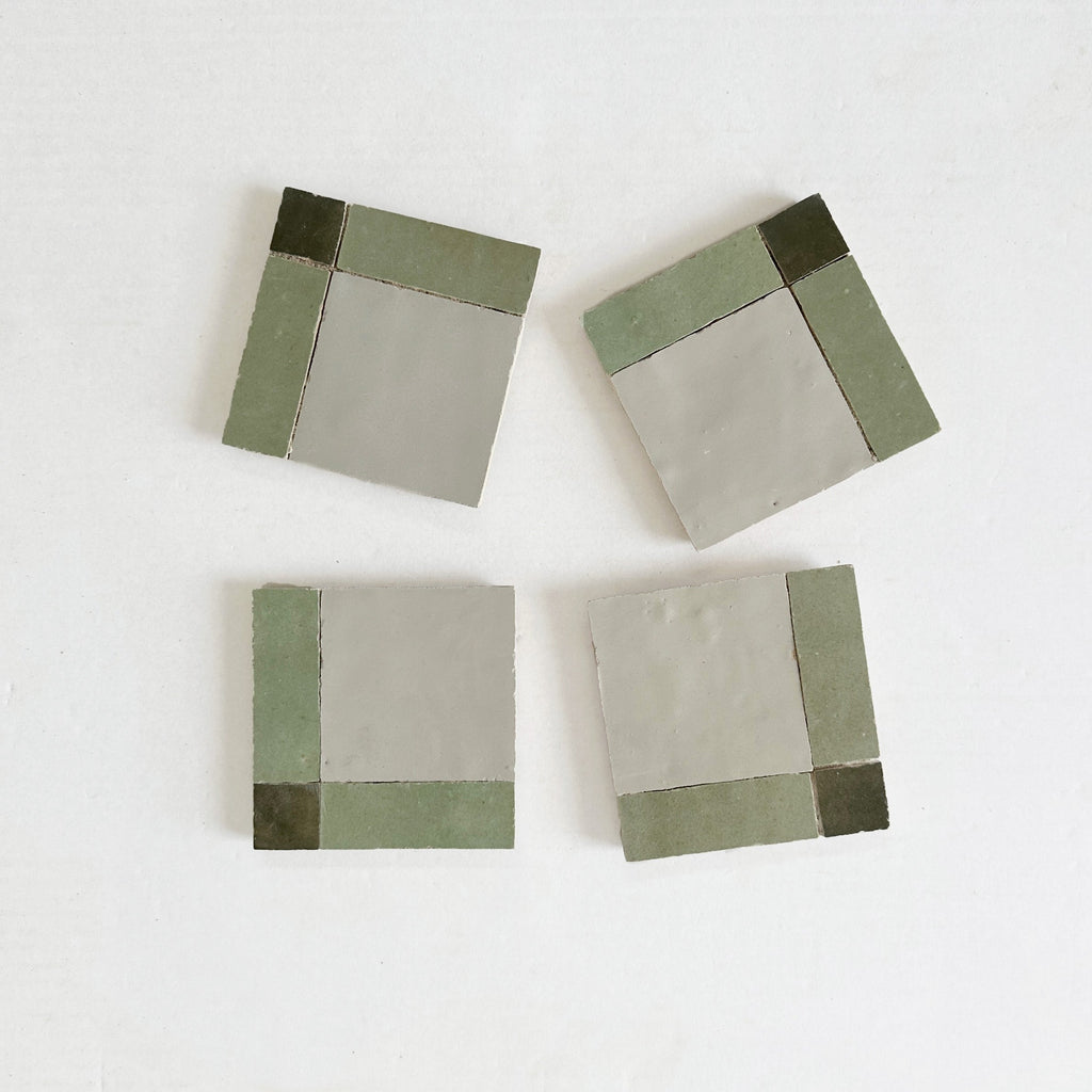 Moroccan Zellige Palacio Mosaic Avocado + Dark Green + Chameleon by Tiles of Ezra