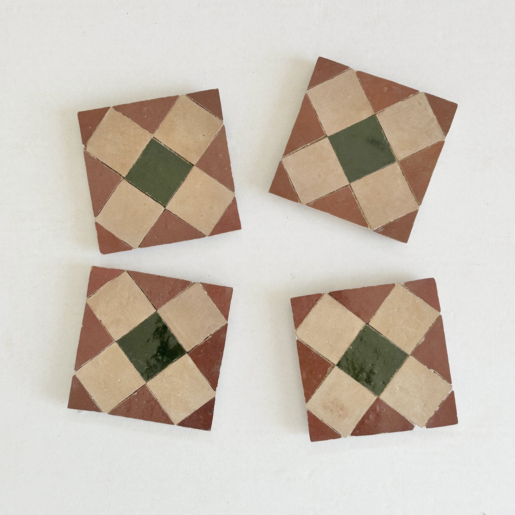 Moroccan Zellige Tavira Mosaic Clay + Rust + Dark Green by Tiles of Ezra