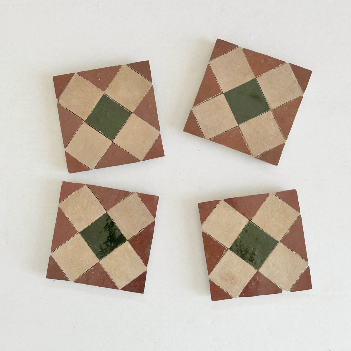 Moroccan Zellige Tavira Mosaic Clay + Rust + Dark Green by Tiles of Ezra