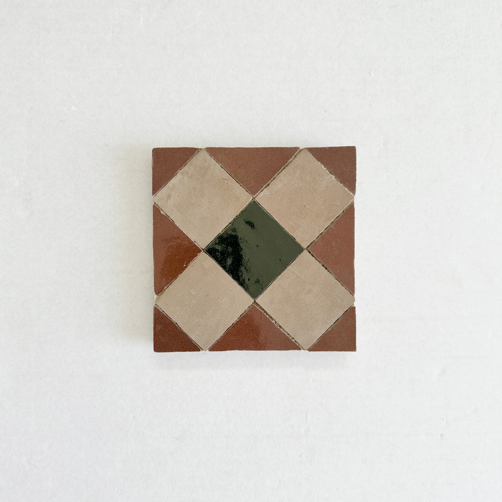 Moroccan Zellige Tavira Mosaic Clay + Rust + Dark Green by Tiles of Ezra