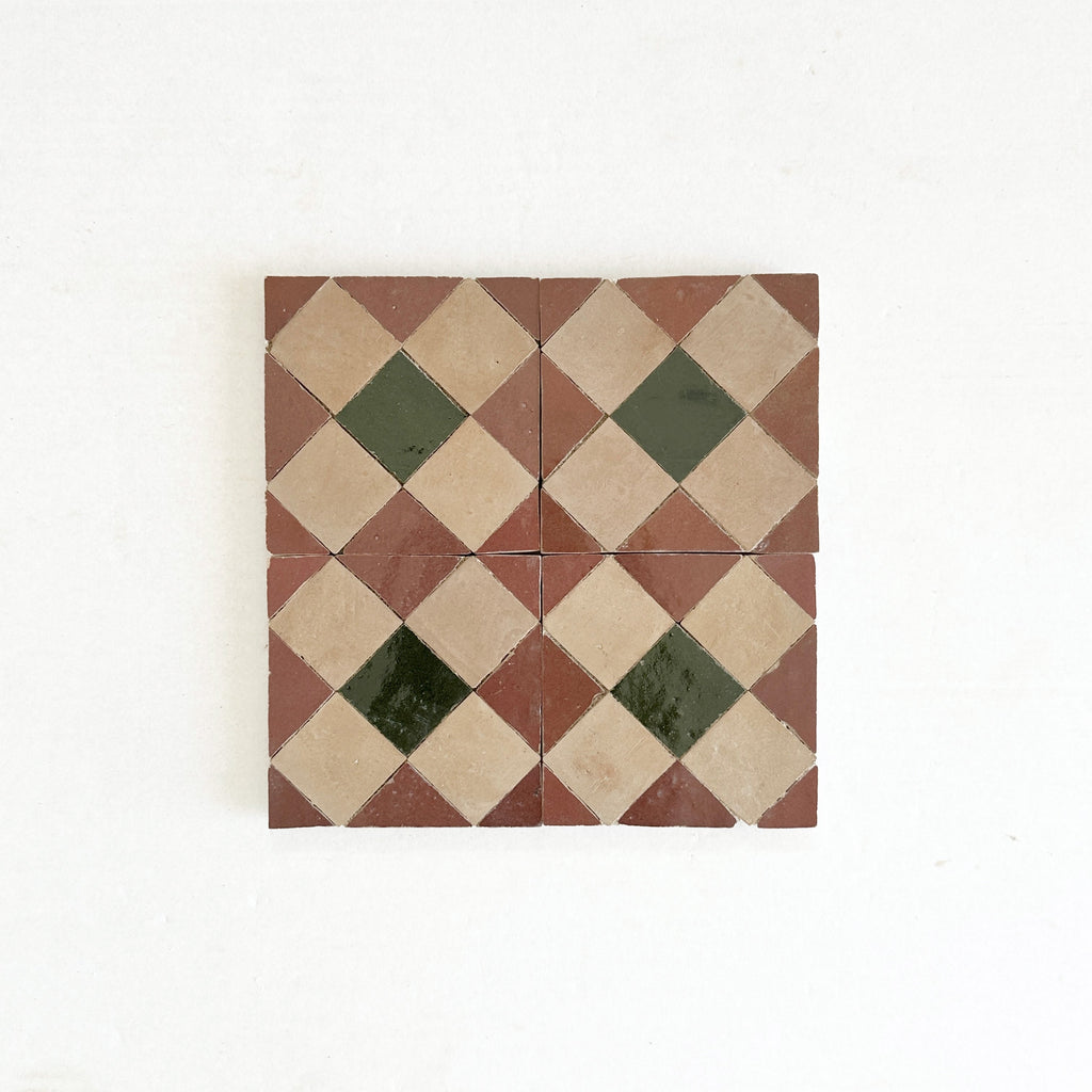 Moroccan Zellige Tavira Mosaic Clay + Rust + Dark Green by Tiles of Ezra