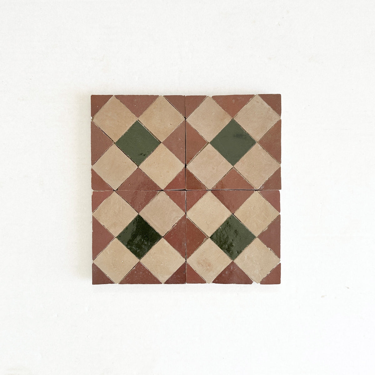 Moroccan Zellige Tavira Mosaic Clay + Rust + Dark Green by Tiles of Ezra