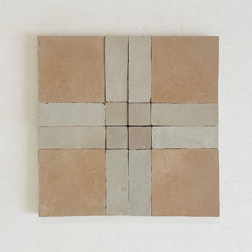 Moroccan Zellige Palacio Mosaic Clay + Dust + Oat by Tiles of Ezra