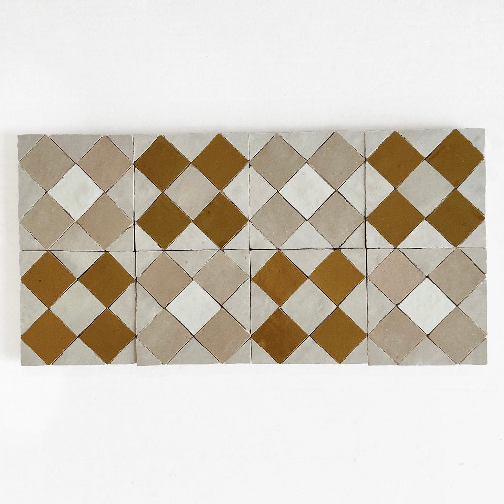 Moroccan Zellige Tavira Mosaic Snow + Latte + Oat by Tiles of Ezra