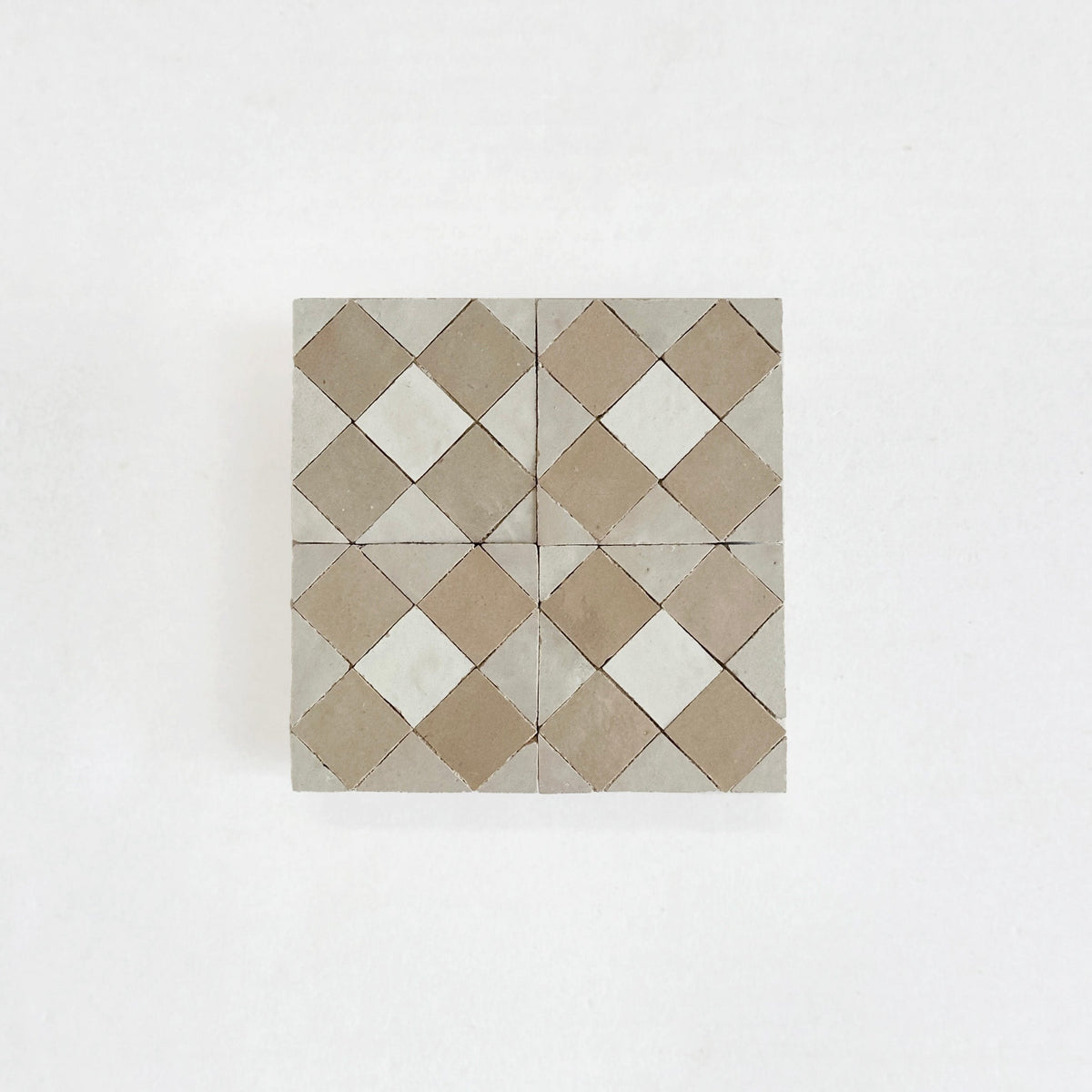Moroccan Zellige Tavira Mosaic Snow + Latte + Oat by Tiles of Ezra