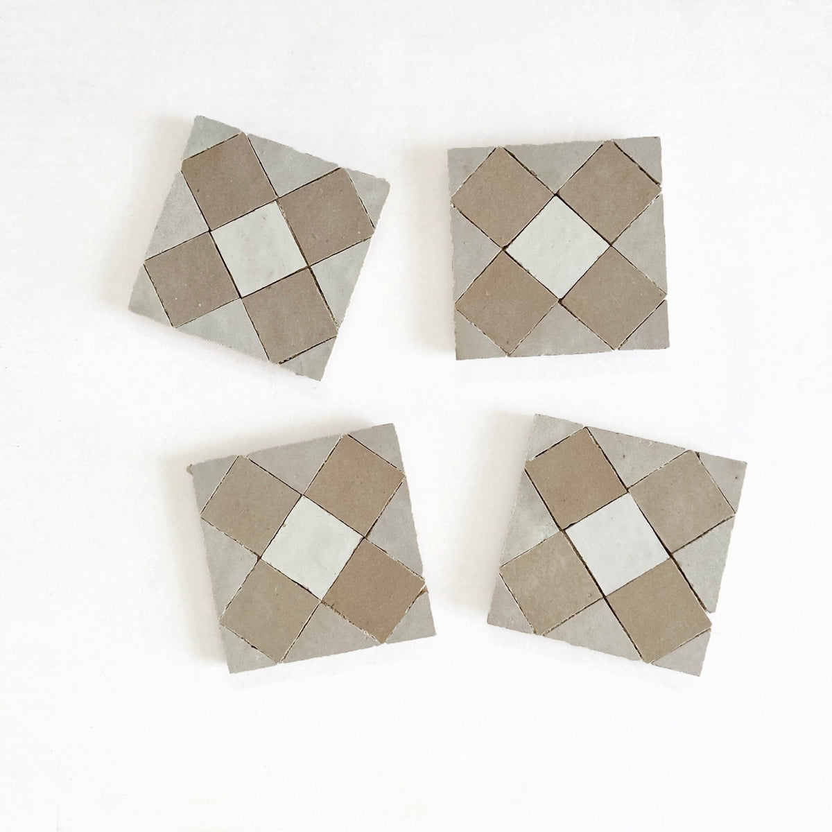 Moroccan Zellige Tavira Mosaic Snow + Latte + Oat by Tiles of Ezra