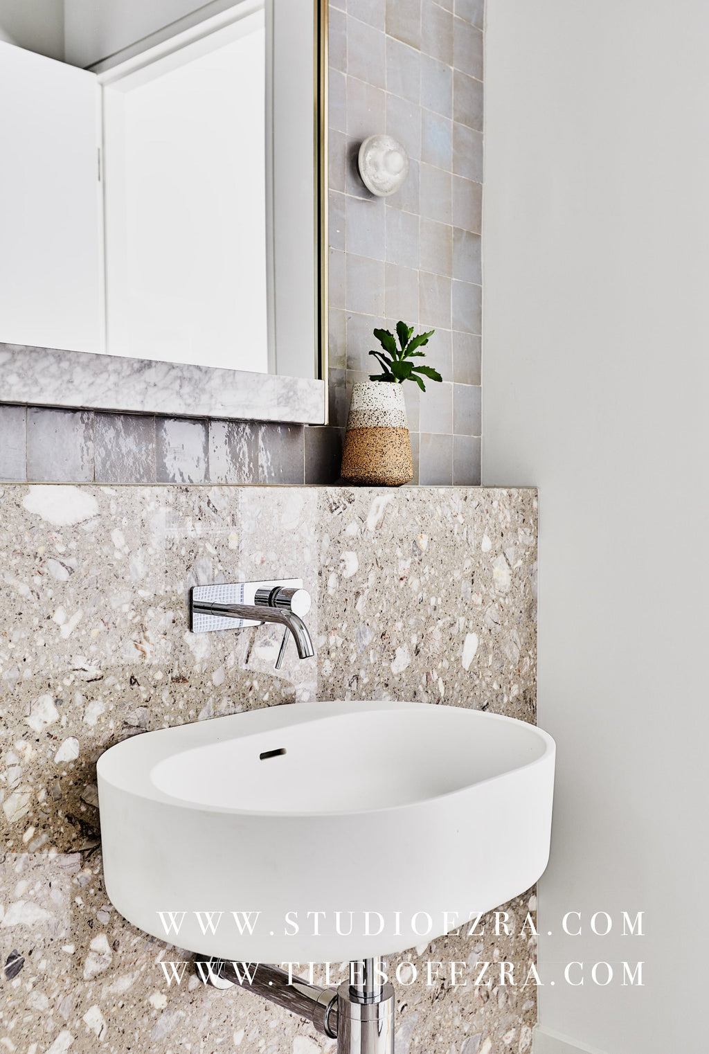 Moroccan Zellige Square Duck Egg Blue by Tiles of Ezra