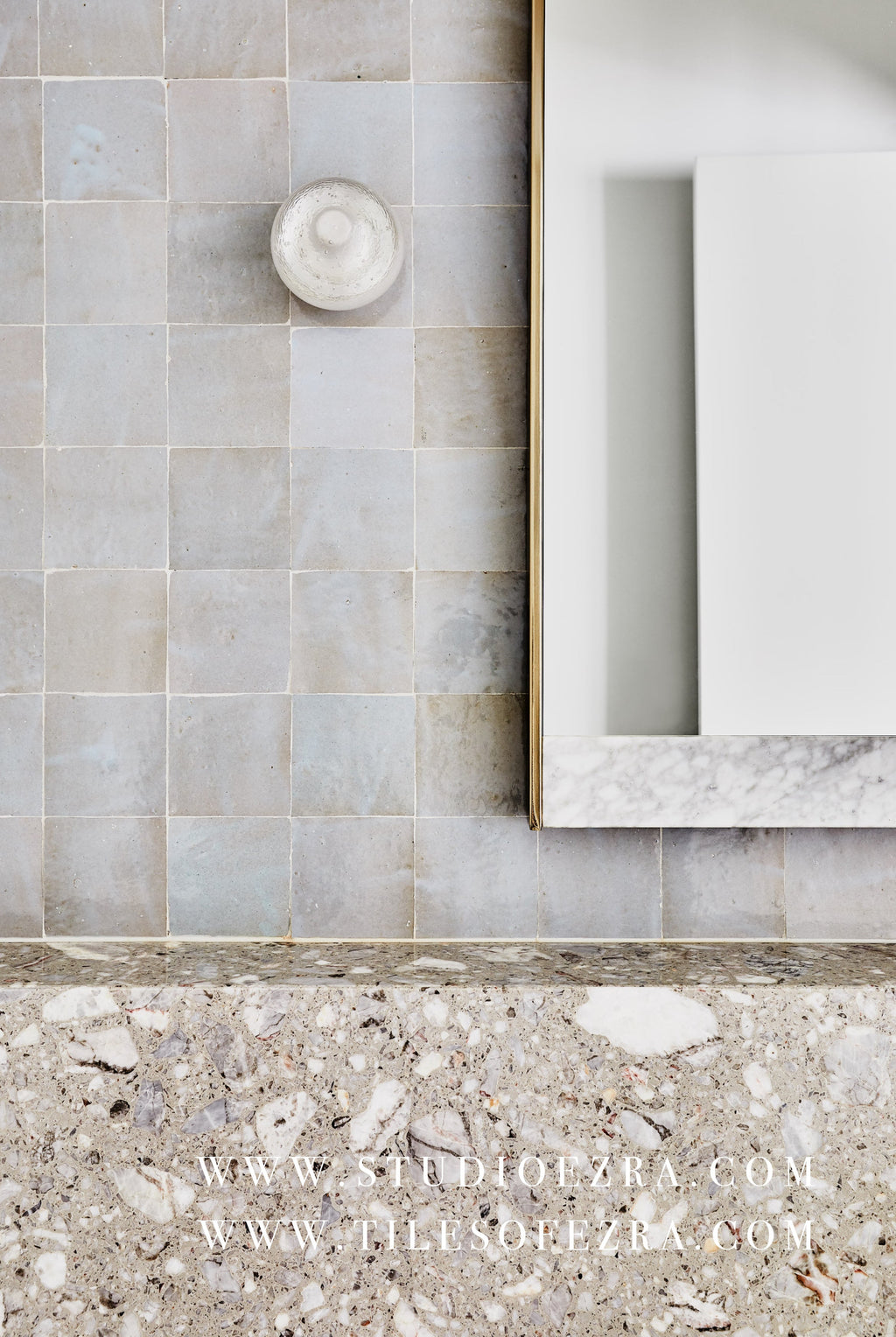 Moroccan Zellige Square Duck Egg Blue by Tiles of Ezra