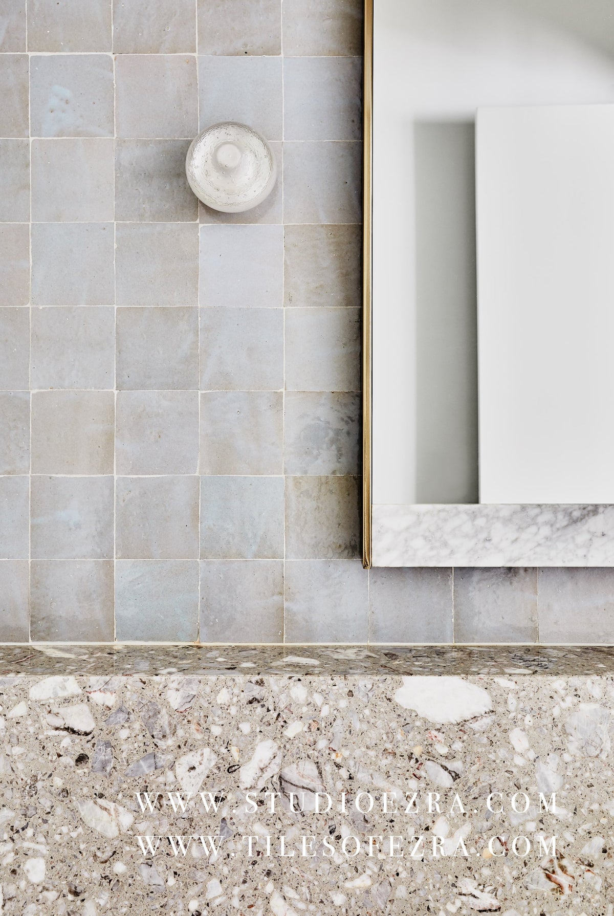 Moroccan Zellige Square Duck Egg Blue by Tiles of Ezra