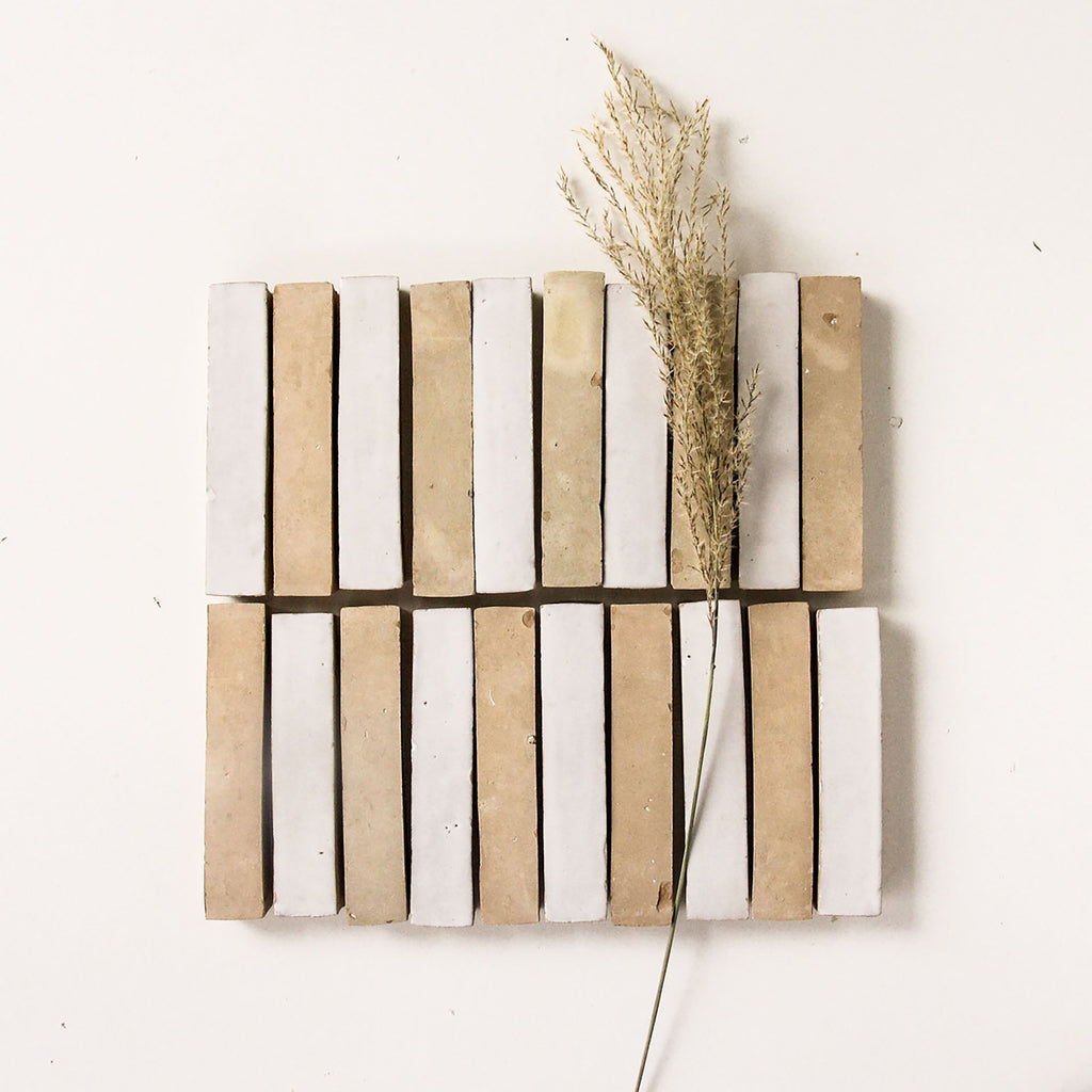 Moroccan Zellige Skinny Bejmat Snow by Tiles of Ezra