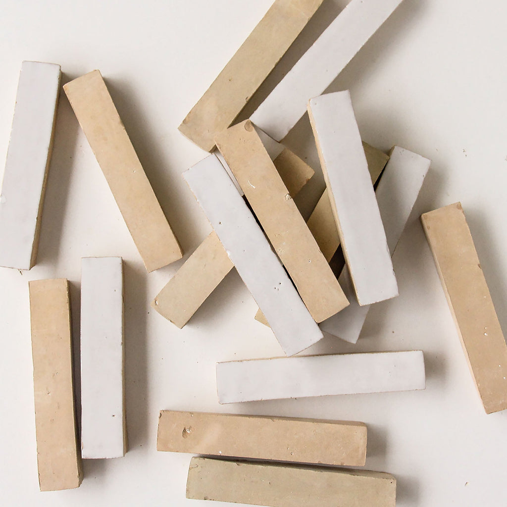 Moroccan Zellige Skinny Bejmat Snow by Tiles of Ezra