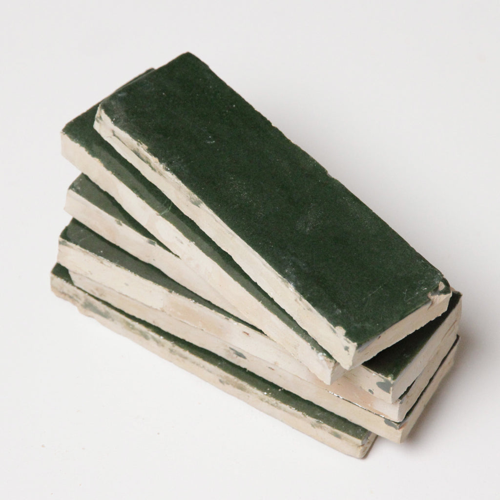 Moroccan Zellige Thin Bejmat Dark Green by Tiles of Ezra