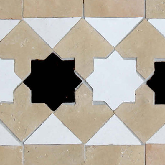 Moroccan Zellige Franja Border Mosaic Snow + Clay + Black by Tiles of Ezra