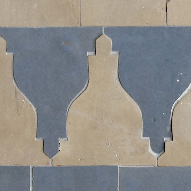 Moroccan Zellige Cenefa Border Mosaic Clay + Clear Sky by Tiles of Ezra