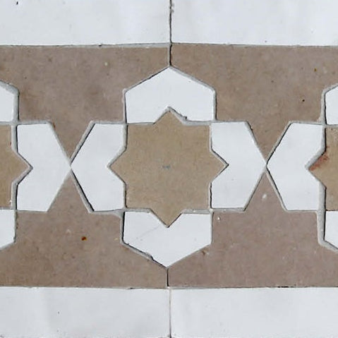 Moroccan Zellige Perfil Border Mosaic Snow + Clay + Latte by Tiles of Ezra